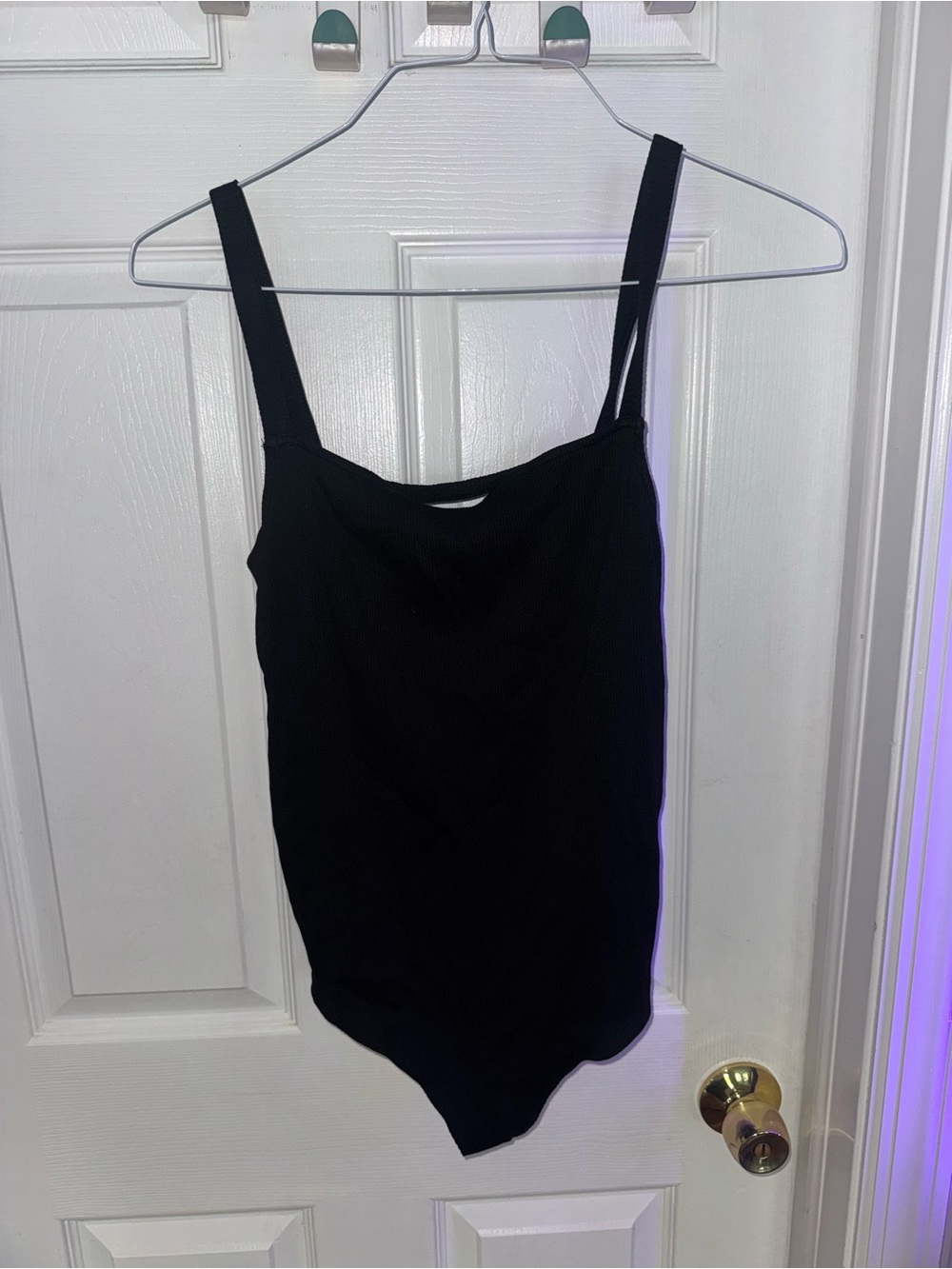 Express Black Ribbed Tank Bodysuit, open back